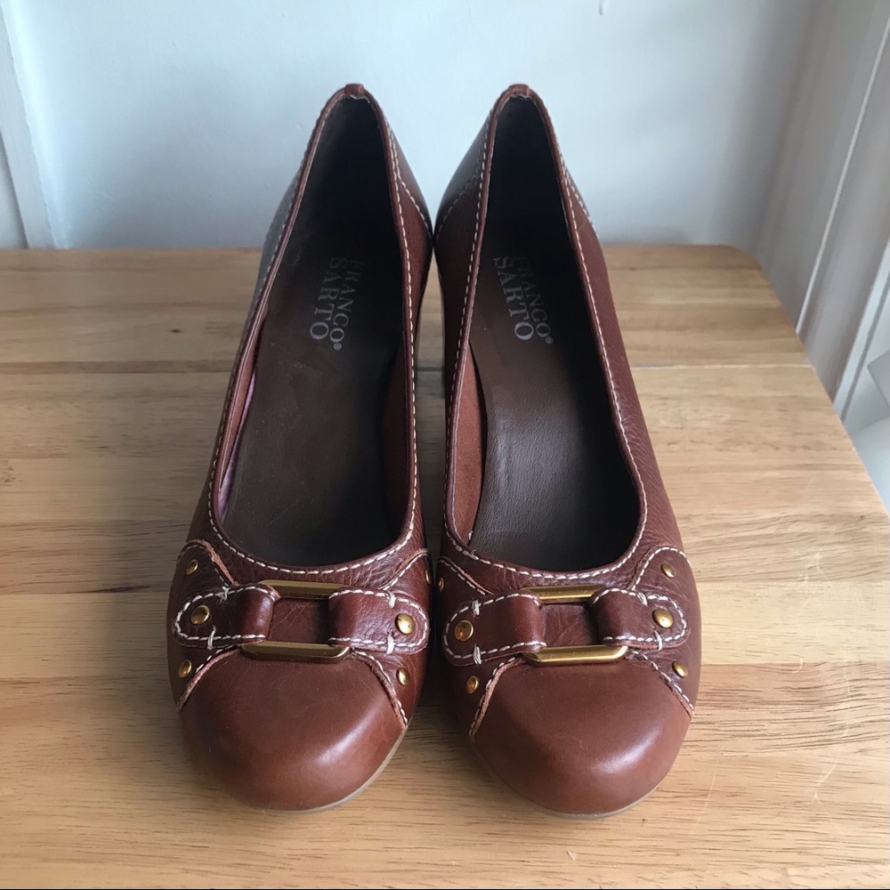 Franco Sarto Leather Heels with Buckle - Size 7.5